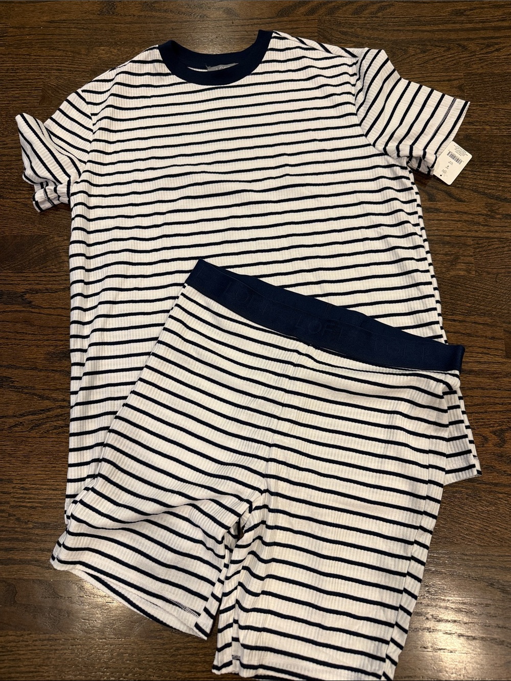 Woman’s loft small  Navy Stripe Short Sleeve Pajama Set - White & Navy
